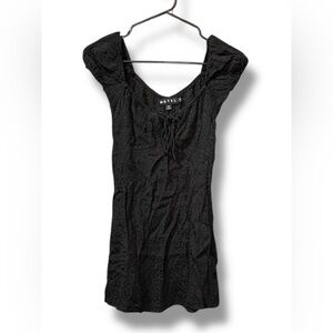 Motel Gaval Mini Dress Satin Cheetah Black Square Neck Sz XS